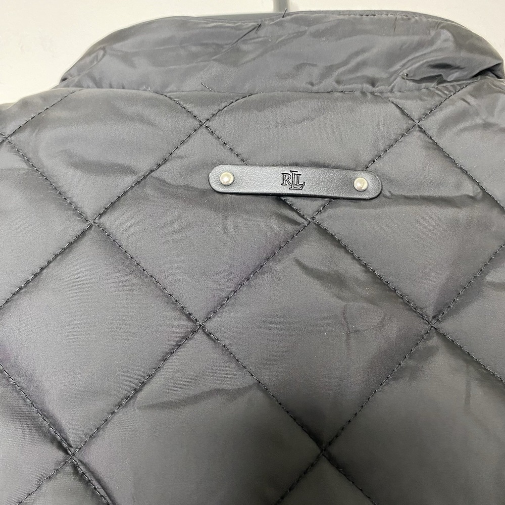 Lauren Ralph Lauren Quilted Vest Women's L Black Crest Logo Snap Front Puffer - Picture 5 of 16